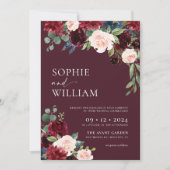 Einladung von Burgundy Floral Wedding (Vorderseite)