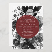 Einladung von Burgundy Floral Wedding (Vorne/Hinten)
