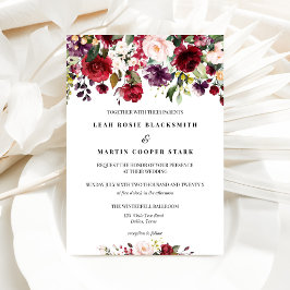 Einladung von Burgundy Floral Wedding