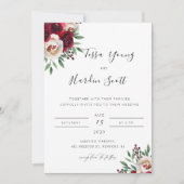 Einladung von Burgundy Floral Wedding (Vorderseite)