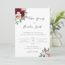 Einladung von Burgundy Floral Wedding