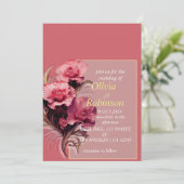 Einladung von Burgundy Floral Wedding (Stehend Vorderseite)
