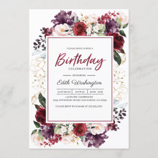 Einladung von Burgundy Floral zum Geburtstag