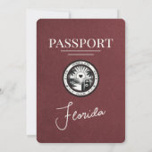 Einladung von Burgundy Florida Passport Hochzeit (Rückseite)