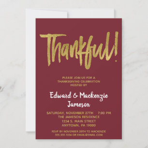 Einladung von Burgundy Gold Script Erntedank