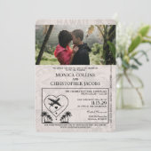 Einladung von Burgundy Hawaii Passport Hochzeit (Stehend Vorderseite)