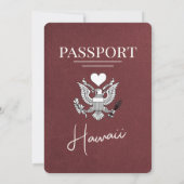 Einladung von Burgundy Hawaii Passport Hochzeit (Rückseite)