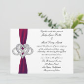 Einladung von Burgundy Infinity Heart Wedding (Stehend Vorderseite)