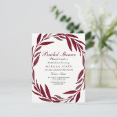 Einladung von Burgundy Leaf Wreath Bridal Dusche (Stehend Vorderseite)