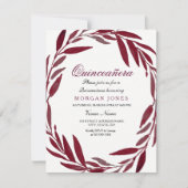 Einladung von Burgundy Leaf Wreath Quinceanera (Vorderseite)