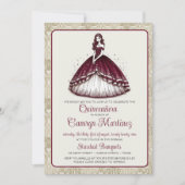 Einladung von Burgundy Quinceañera (Vorderseite)