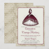 Einladung von Burgundy Quinceañera (Vorne/Hinten)