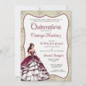 Einladung von Burgundy Quinceañera (Vorderseite)