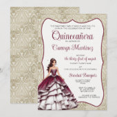 Einladung von Burgundy Quinceañera (Vorne/Hinten)