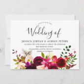 Einladung von Burgundy Red Floral Boho Hochzeit (Vorderseite)