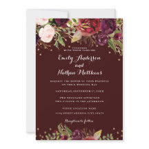 Einladung von Burgundy Red Floral Confetti Wedding
