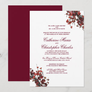 Einladung von Burgundy Red Floral Wreath