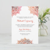 Einladung von Burgundy Red Mehndi (Stehend Vorderseite)