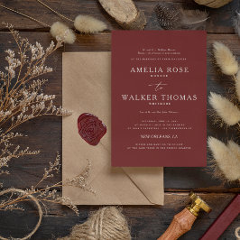 Einladung von Burgundy Red Minimalistisch Wedding