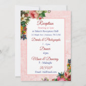 Einladung von Burgundy Rose Blue Bird Floral Weddi (Rückseite)