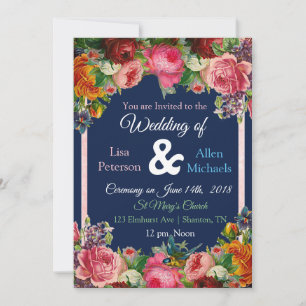 Einladung von Burgundy Rose Blue Bird Floral Weddi