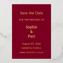 Einladung von Burgundy Save the Date Foil