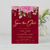 Einladung von Burgundy Save the Date Foil (Stehend vorne)