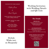 Einladung von Burgundy Wedding QR Code UAWG