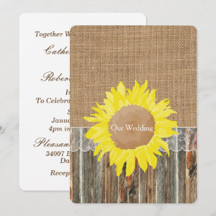 Einladung von Burlap Barnwood Lace and Sunflower 2