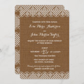 Einladung von Burlap Lace Rustic Wedding (Vorne/Hinten)