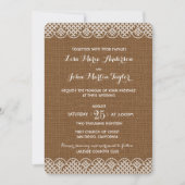 Einladung von Burlap Lace Rustic Wedding (Vorderseite)
