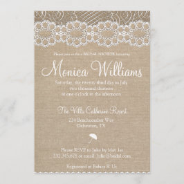 Einladung von Burlap und Vintagen Spitzen-Bridal-D