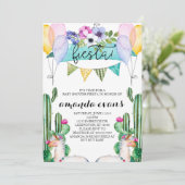 Einladung von Cactus und Llama Baby Shower Fiesta (Stehend Vorderseite)