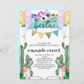 Einladung von Cactus und Llama Baby Shower Fiesta (Vorne/Hinten)
