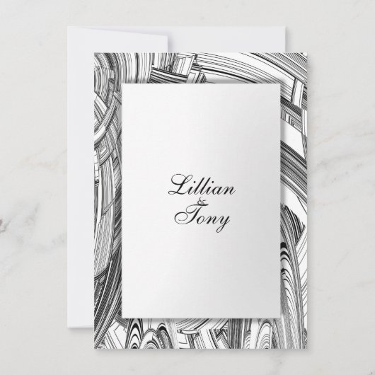 Einladung von Calamity Black and White Wedding (Rückseite)