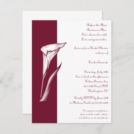 Einladung von Calla Lily (Vorne/Hinten)