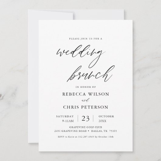 Einladung von Calligraphy Post Wedding Brunch (Vorderseite)