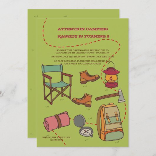 Einladung von Camping (Vorne/Hinten)
