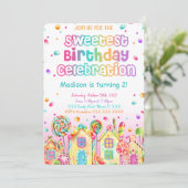 Einladung von Candy Birthday (Stehend Vorderseite)