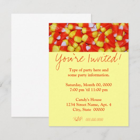 Einladung von Candy Corn (Vorne/Hinten)