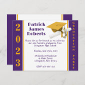 Einladung von Cap & Diploma, Gold & Lila Abschluss (Vorne/Hinten)