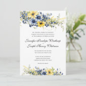 Einladung von Cape Cod Summer Blue Floral Wedding (Stehend Vorderseite)