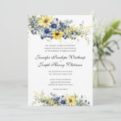 Einladung von Cape Cod Summer Blue Floral Wedding (Stehend Vorderseite)