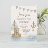 Einladung von Captain's Nautical Birthday (Stehend Vorderseite)