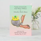 Einladung von Cartoon Ball and Chain Wedding (Stehend Vorderseite)