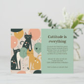 Einladung von Cat Birthday Party (Stehend Vorderseite)