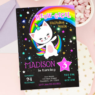 Einladung von Caticorn zum Geburtstag, Katze, Rege