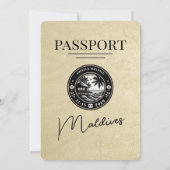 Einladung von Champagne Maldives Passport Hochzeit (Rückseite)