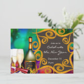 Einladung von Champagne Ribbons zum neuen Jahr (Stehend Vorderseite)