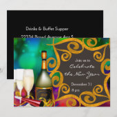 Einladung von Champagne Ribbons zum neuen Jahr (Vorne/Hinten)